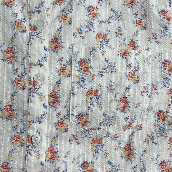 On 34th Womens Shirt Plus Size 2X Floral Print Long Sleeves Shadow Stripe Woven - Picture 4 of 10